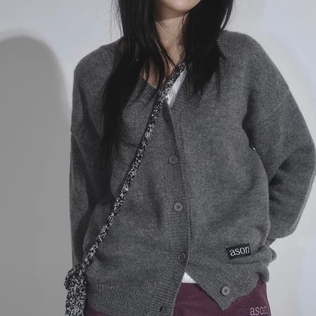 애즈온 ason 가디건 HAPPER CARDIGAN 그레이 
