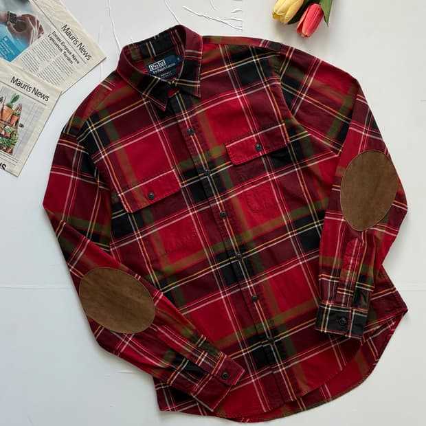 Polo 폴로랄프로렌 타탄 엘보 패치 셔츠