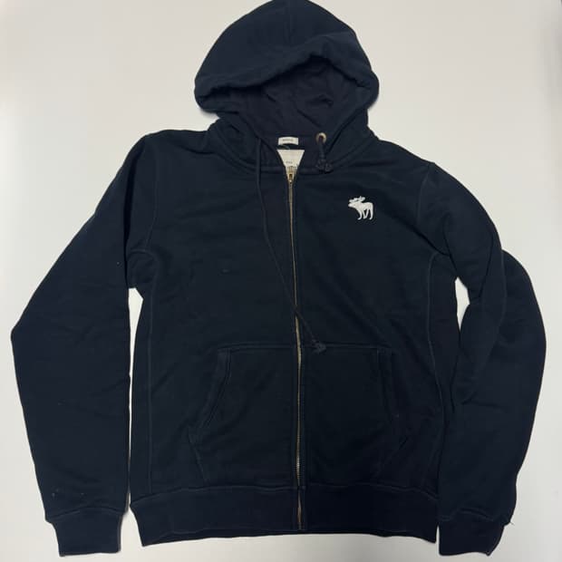 공용!! 아베크롬비 y2k 순록 로고 기모 후드집업 네이비