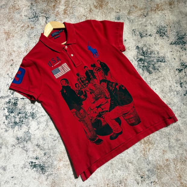 폴로 빅포니 USA 성조기 커스텀 반팔 카라 티셔츠