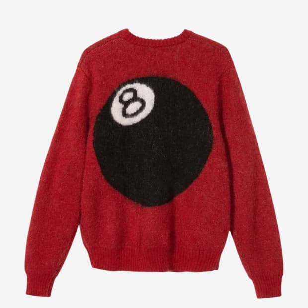 스투시 8볼 헤비 브러쉬드 모헤어 스웨터 레드(XL) size