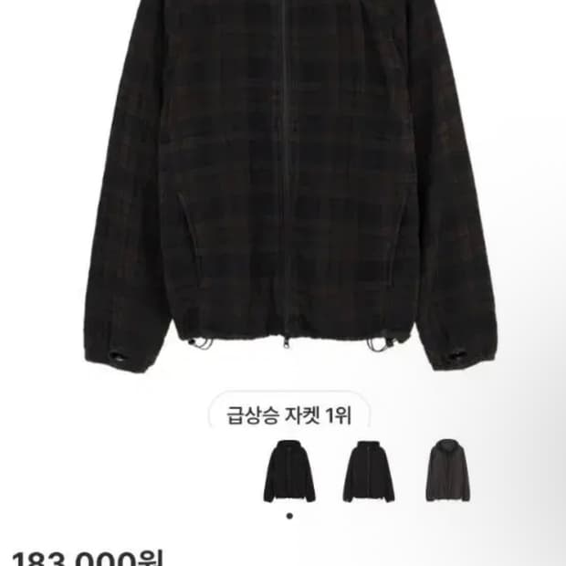 3)폴리테루 휴먼인덱스 휴먼 체크 후디 파카 브라운