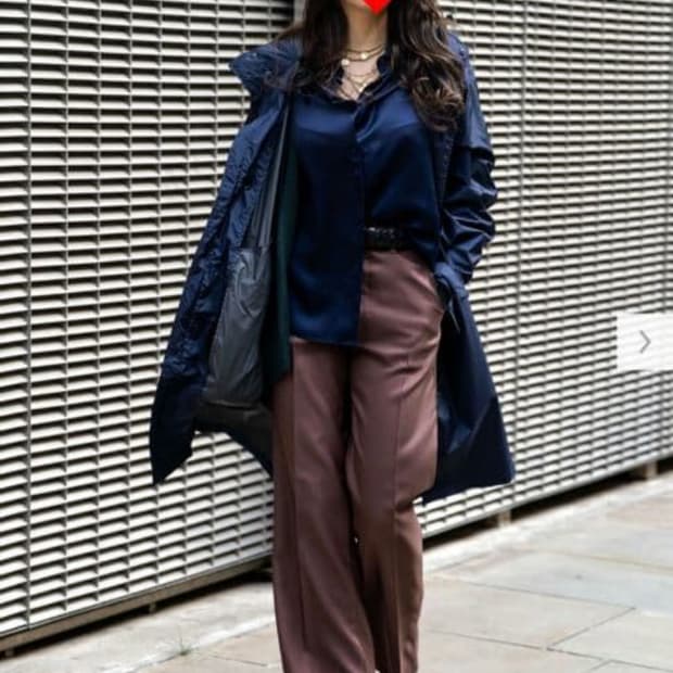 유니클로U/트윌 와이드 팬츠 다크브라운/XL