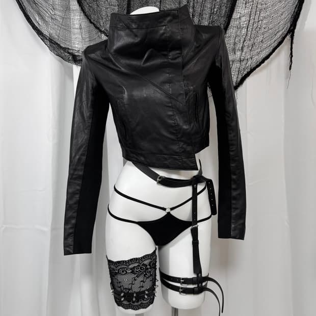 high neck leather jacket