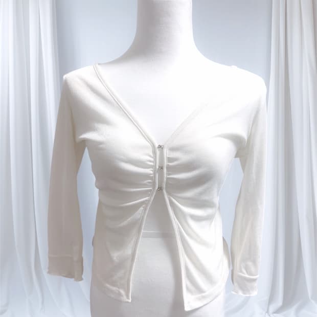 빈티지 스나계 로걀 큐빅 펄 셔링 가디건 