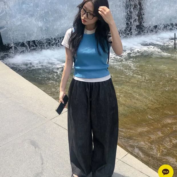디어바이미 쿨 와이드 절개 데님(새상품 그대로)
