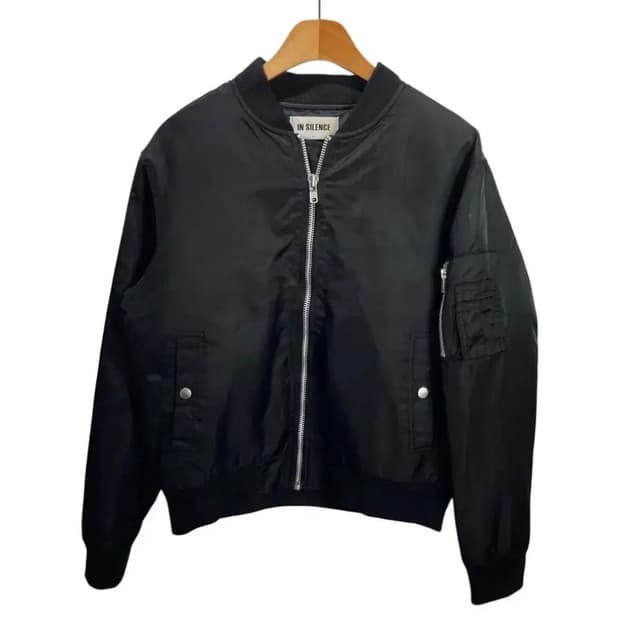 INSILENCE 블랙 항공점퍼 봄버 자켓