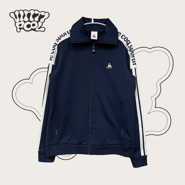 르꼬끄 스포티 사이드스펠 백로고 기모 트랙탑 져지 S 네이비