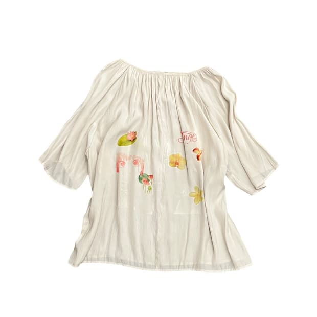 Angel Flower Archiving Ivory Short Blous