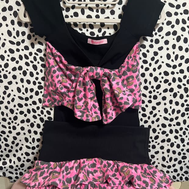 베이비메탈클럽 레오파드 블랙 셋업 베메클