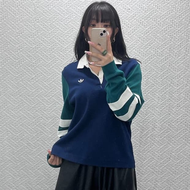 아디다스 올드스쿨 레트로 캐주얼 럭비 카라 롱슬리브 M C12556