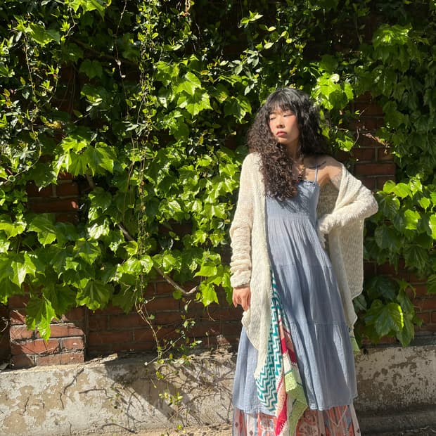 히피 에스닉 패턴 포인트 언발 가디건