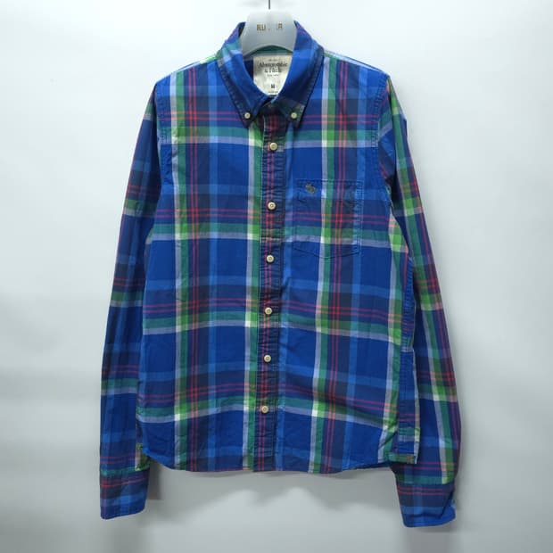 아베크롬비 포겟로고 블루 체크셔츠 (남성95)