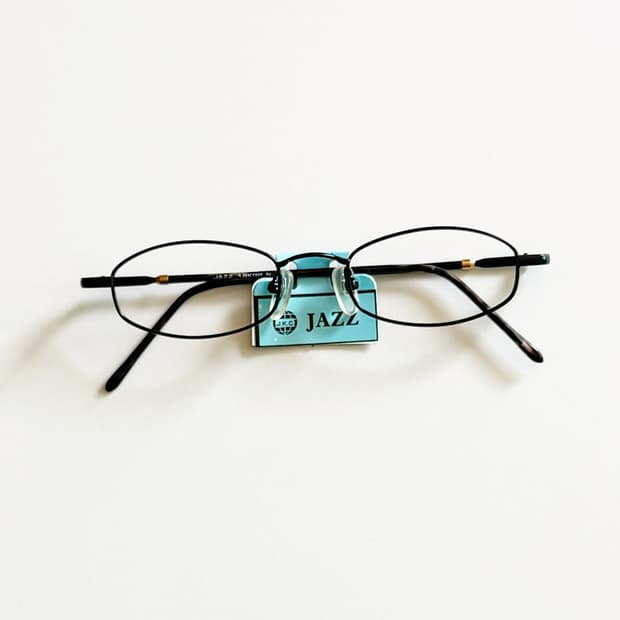 90s JAZZ 블랙 메탈 슬림 스퀘어 프레임 빈티지 안경