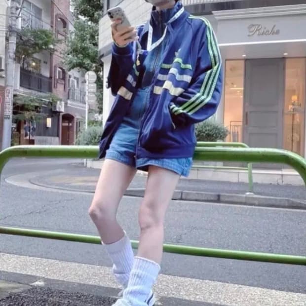 M ) 아노 착용 아디다스 데님 점프수트 