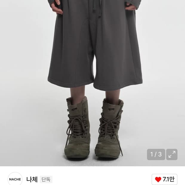 Nache BAGGY HALF PANTS (UNISEX) CHARCOAL