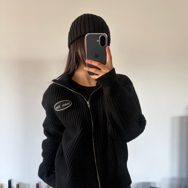 [M]마땡킴 Matin Kim 램스울 하이넥 집업 가디건 블랙