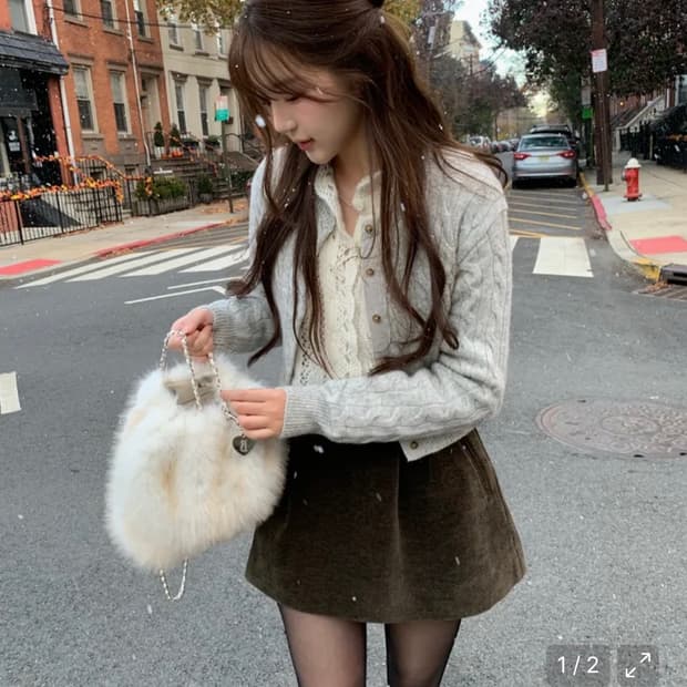 [새상품] 더바넷 프릴 모헤어 가디건 : 구매가 128,000