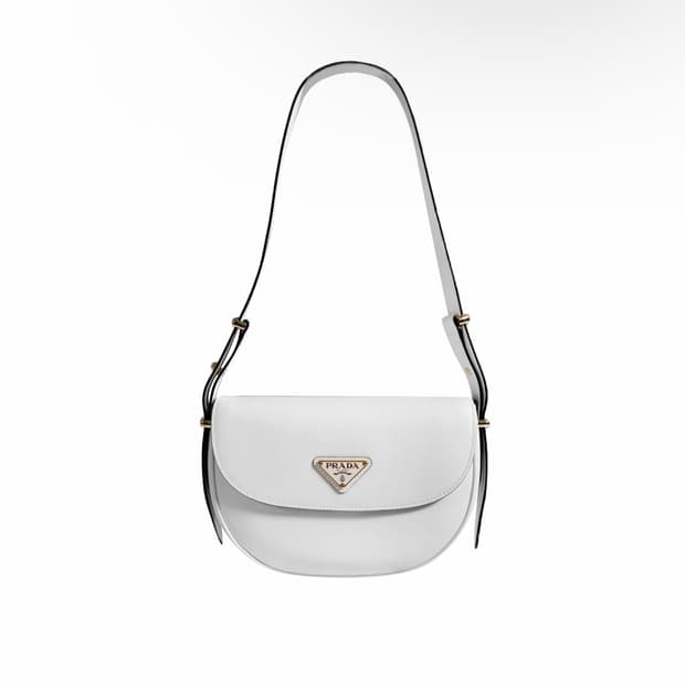 프라다 여성 아르케 삼각로고 플랩 레더 숄더백 화이트 1BD365