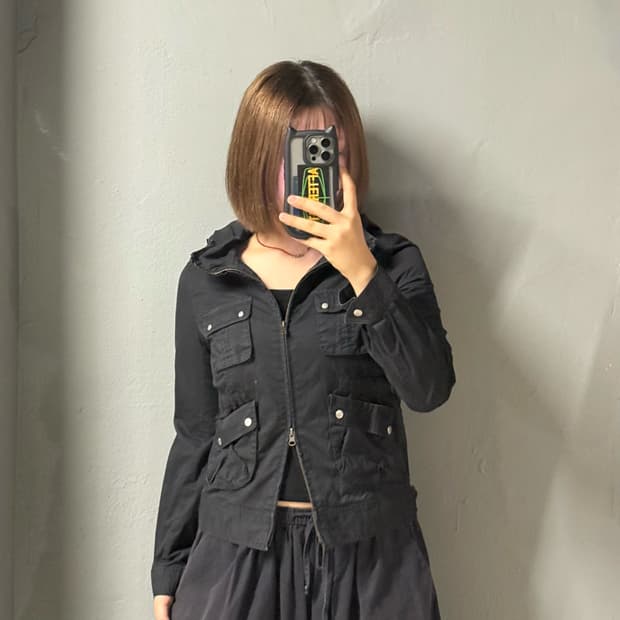 multi pocket high-neck 2-way jacket 