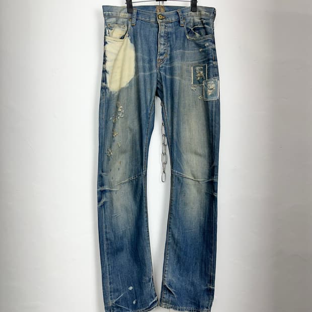 Prps washing detail grunge denim pants