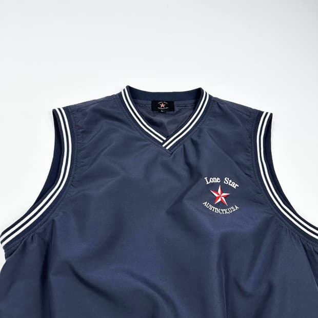 VTG 빈티지 재팬 성조기 네이비 우븐 베스트 조끼 (L)