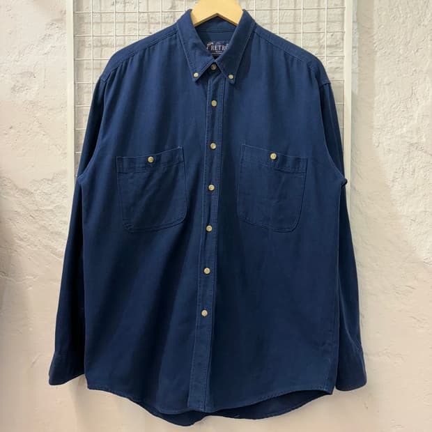90s RETRO 빈티지 네이비 워크 셔츠 L