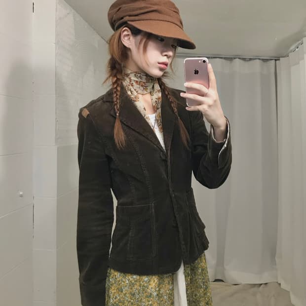 써스데이 아일랜드 브라운 코듀로이 블레이저 자켓