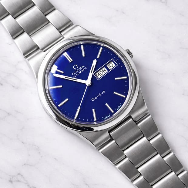 정품 오메가 제네브 딥네이비 남자 자동시계 명기 1022