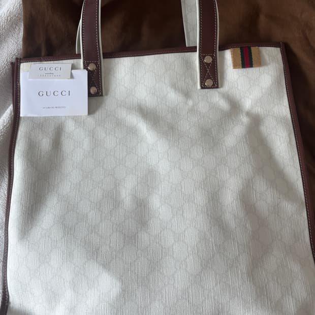 구찌 슈프림 삼선 PVC 카바스 숄더&토트백