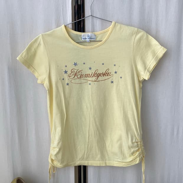 star printing shirring half t-shirt