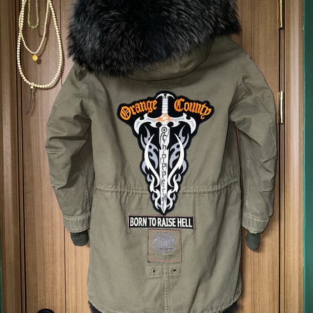 오렌지 카운티 쵸퍼스 자수 울프죠 야상 퍼자켓 패딩 펑크 N2B 밀리터리