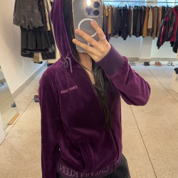 Calvin Klein Vintage Velvet Hooded ZipUp