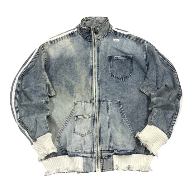 ✨ (바배) 빈티지 시보리 데미지 집업 데님 자켓 
