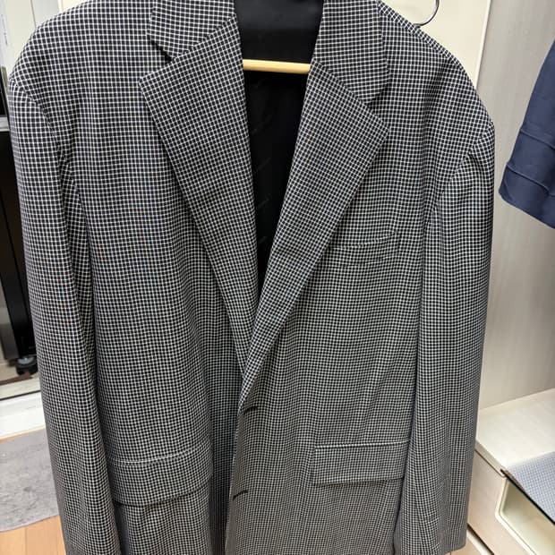 발렌시아가 체크 자켓 오버사이즈