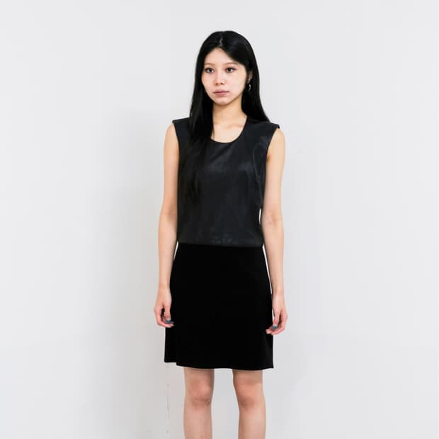 Helmut Lang Leather Trim Mini Dress