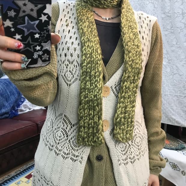 빈티지 그린 머플러 목도리 