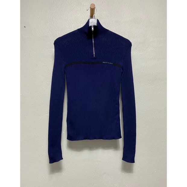 프라다 로고 디자인 하프 집업 니트