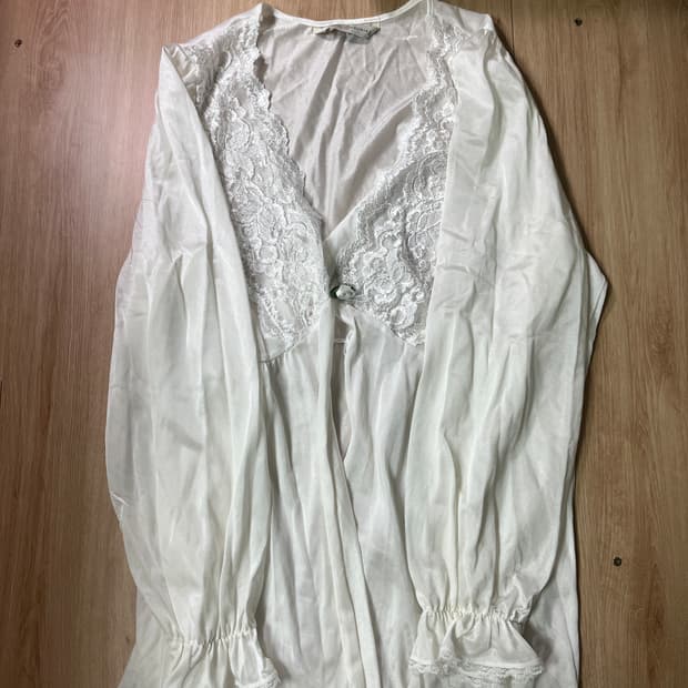 빈티지 | 화이트 장미 로브 슬립 가디건 페어리