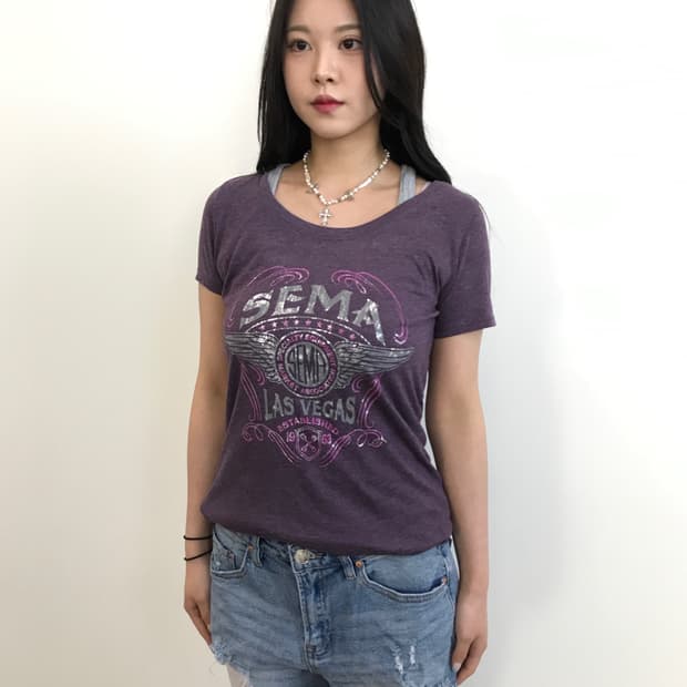 Jpn Purple Y2k Graphic Short Sleeve Tee