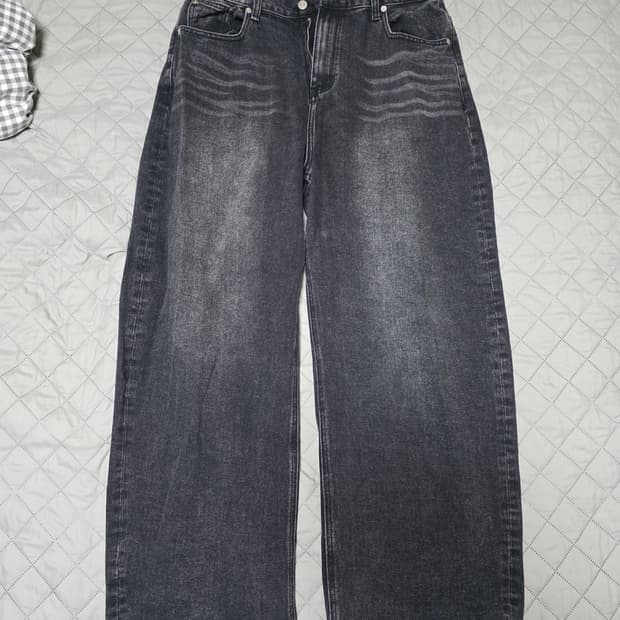 [L] 어널러코드 리자드 와이드데님팬츠 흑청