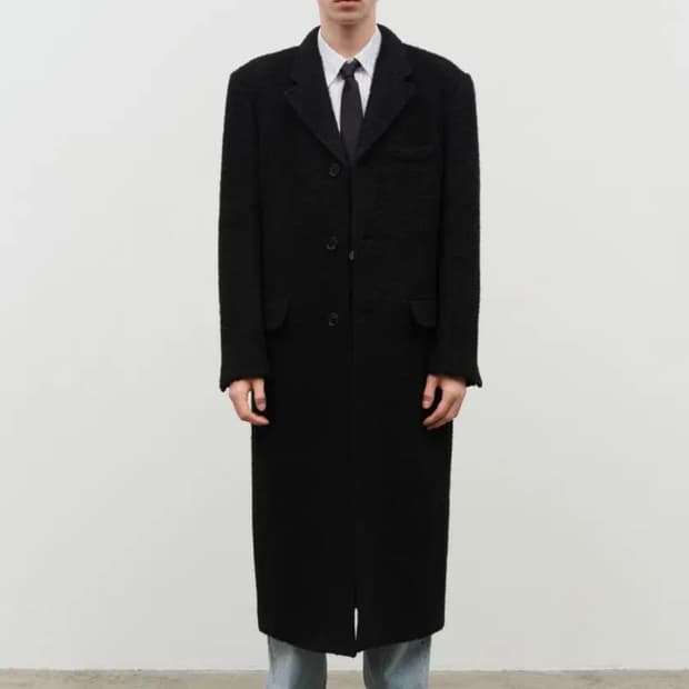 XL Dunst 2-WAY 3 BUTTON BOUCLE WOOL COAT