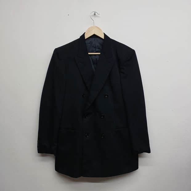 GRAVE WORD 일본 빈티지 버블 버튼 블랙 울 블레이저