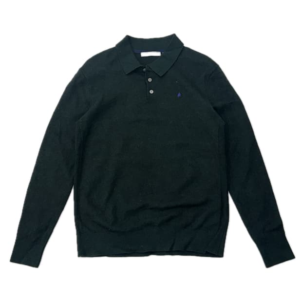 올젠 디크그린 남성 니트 카라 데일리 긴팔티셔츠 