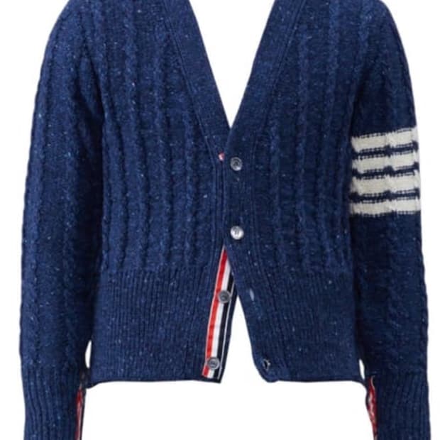 크림 구매 톰브라운 네이비 가디건