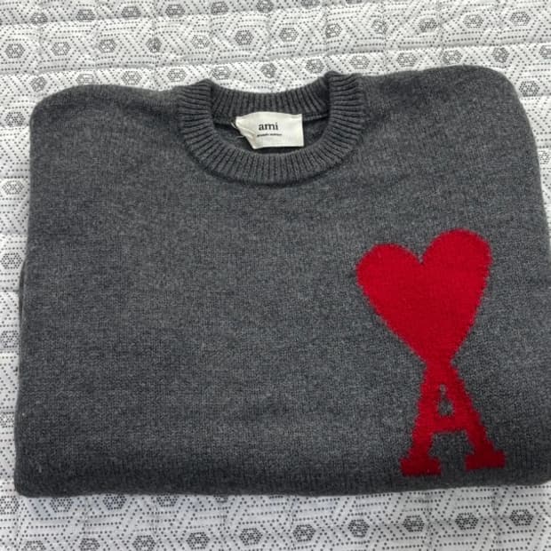 아미 AMI 빅하트 인타르시아 니트 그레이 ~F