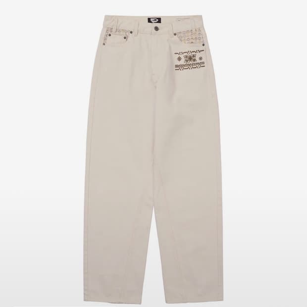 웰빙익스프레스 Embroidered Patch Jeans White m