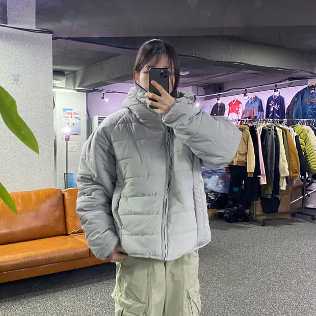 빈티지 언발란스 후디 경량패딩 B3270