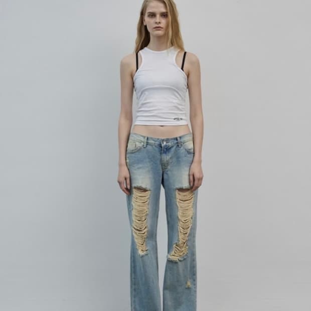 보헤미안서울 데미지 와이드 데님