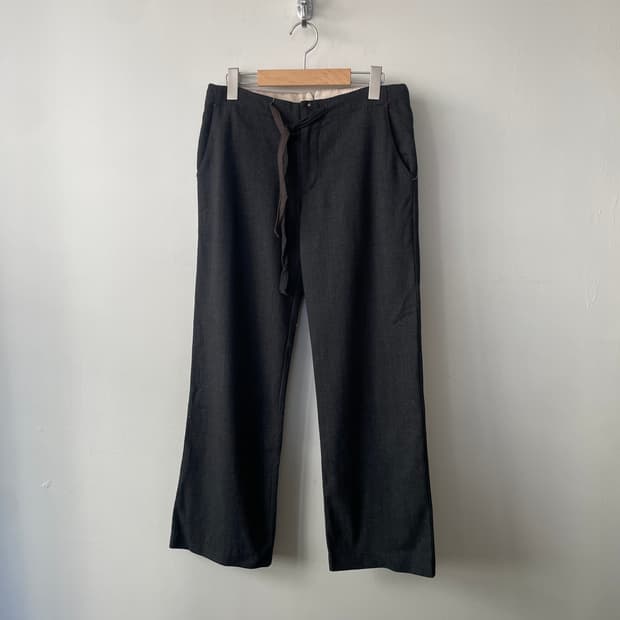 vintage low rise string wool wide pants